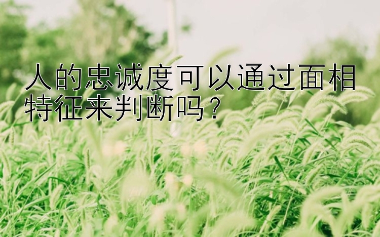 人的忠诚度可以通过面相特征来判断吗？