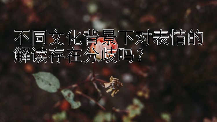 不同文化背景下对表情的解读存在分歧吗？