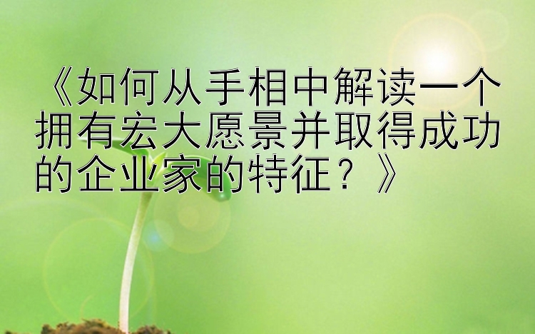 《如何从手相中解读一个拥有宏大愿景并取得成功的企业家的特征？》