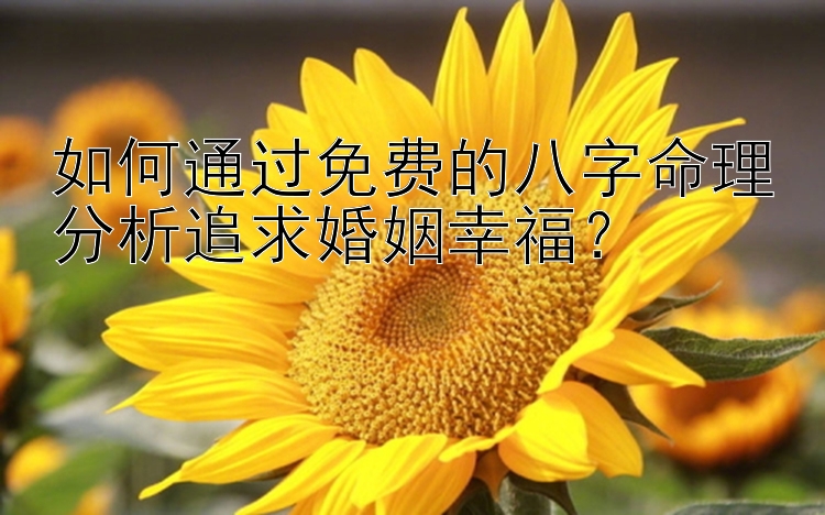 如何通过免费的八字命理分析追求婚姻幸福？