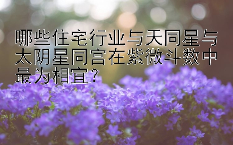 哪些住宅行业与天同星与太阴星同宫在紫微斗数中最为相宜？