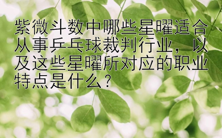 紫微斗数中哪些星曜适合从事乒乓球裁判行业，以及这些星曜所对应的职业特点是什么？