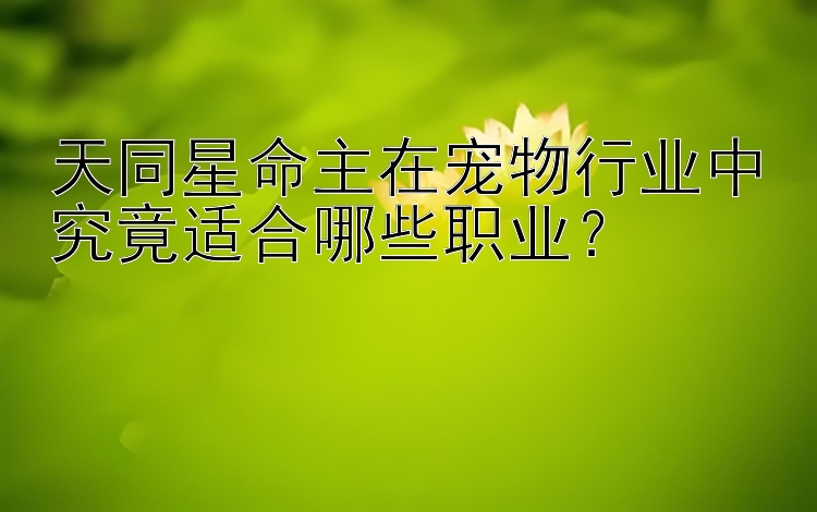 天同星命主在宠物行业中究竟适合哪些职业？