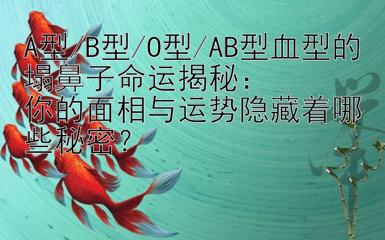 A型/B型/O型/AB型血型的塌鼻子命运揭秘：  
你的面相与运势隐藏着哪些秘密？