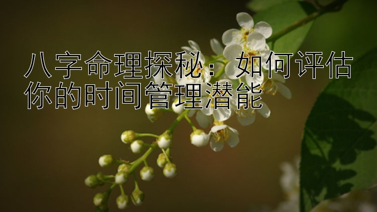 八字命理探秘：如何评估你的时间管理潜能