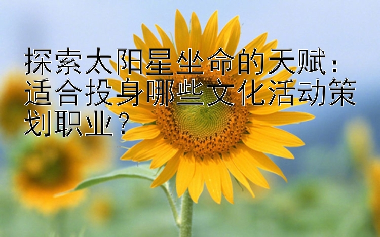 探索太阳星坐命的天赋：适合投身哪些文化活动策划职业？