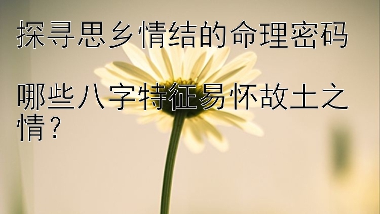 探寻思乡情结的命理密码  
哪些八字特征易怀故土之情？